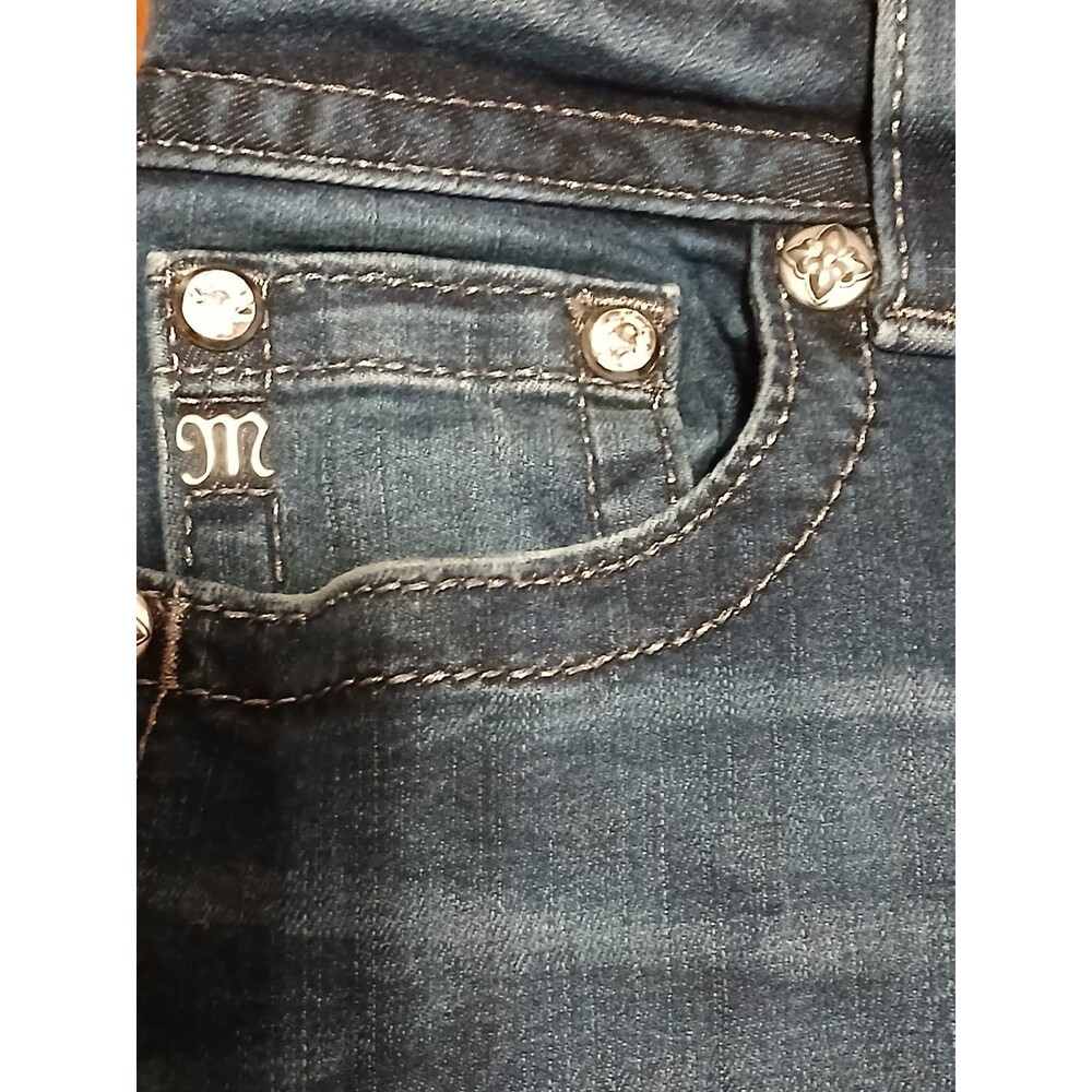 Miss Me 31 Dark Blue Crop Jeans Sequins on back Pockets - Picture 11 of 16